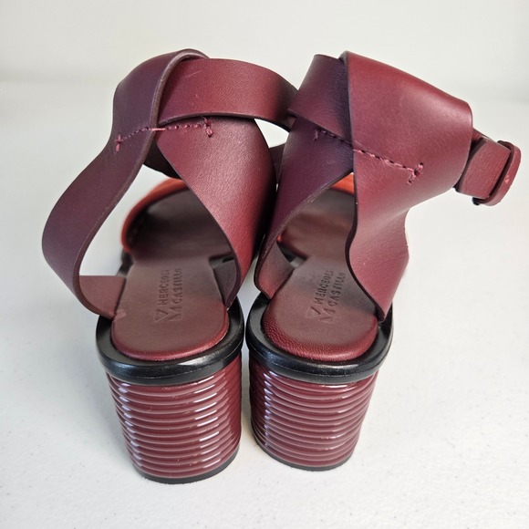 Mercedes Castillo Hiru Ankle Strap Block Heel Leather Sandals US 6.5/ EU 36.5 - Picture 6 of 10